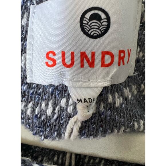 Sundry Blue White Knit Long Sleeve Cotton Top Sz 2 - Picture 4 of 4